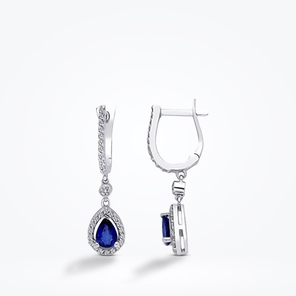 1.21 Karat Pırlanta Safir Küpe - Baroni Diamond