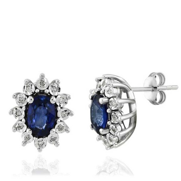 1.21 Karat Pırlanta Safir Küpe - Baroni Diamond