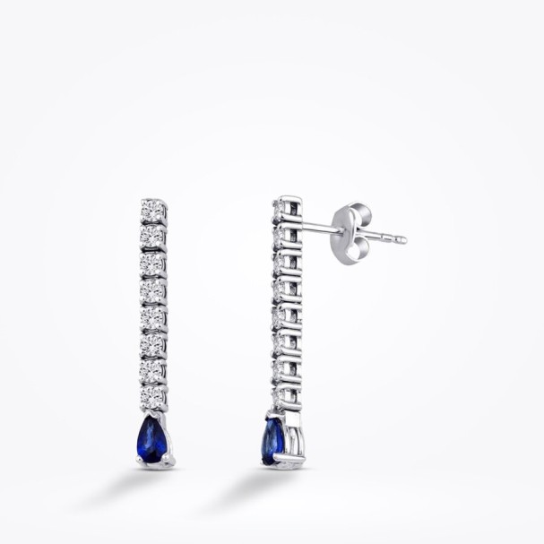 1.28 Karat Pırlanta Safir Küpe - Baroni Diamond