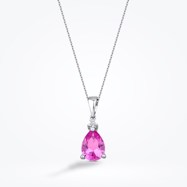 1.32 Karat Pırlanta Pink Safir Kolye - Baroni Diamond