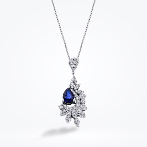 1.33 Karat Pırlanta Safir Kolye - Baroni Diamond