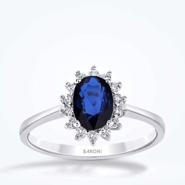 1.34 Karat Pırlanta Safir Yüzük - Baroni Diamond