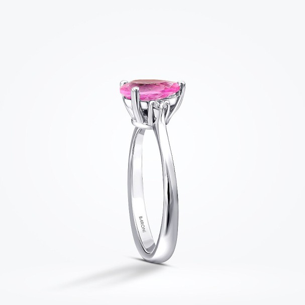 1.36 Karat Pırlanta Pembe Safir Yüzük - Baroni Diamond (1)