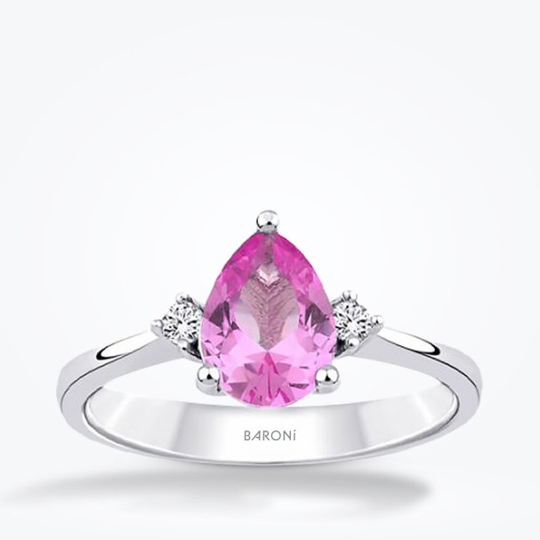 1.36 Karat Pırlanta Pink Safir Yüzük - Baroni Diamond
