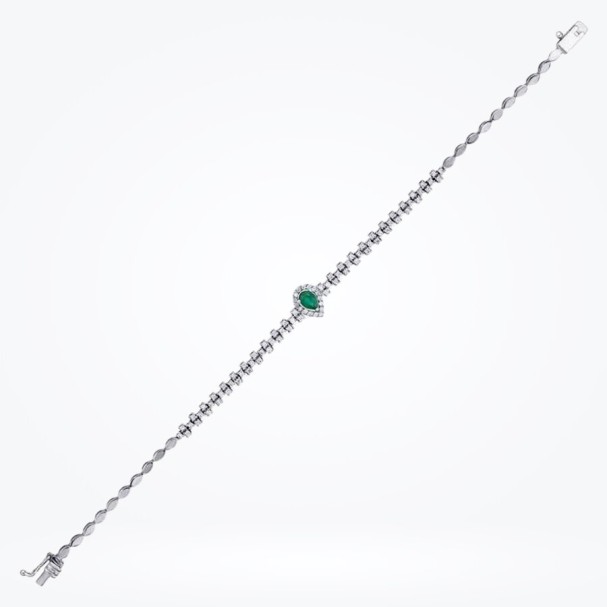 1.41 Karat Pırlanta Zümrüt Bileklik - Baroni Diamond