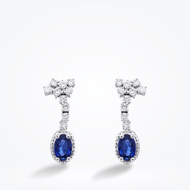 1.44 Karat Pırlanta Safir Küpe - Baroni Diamond (1)