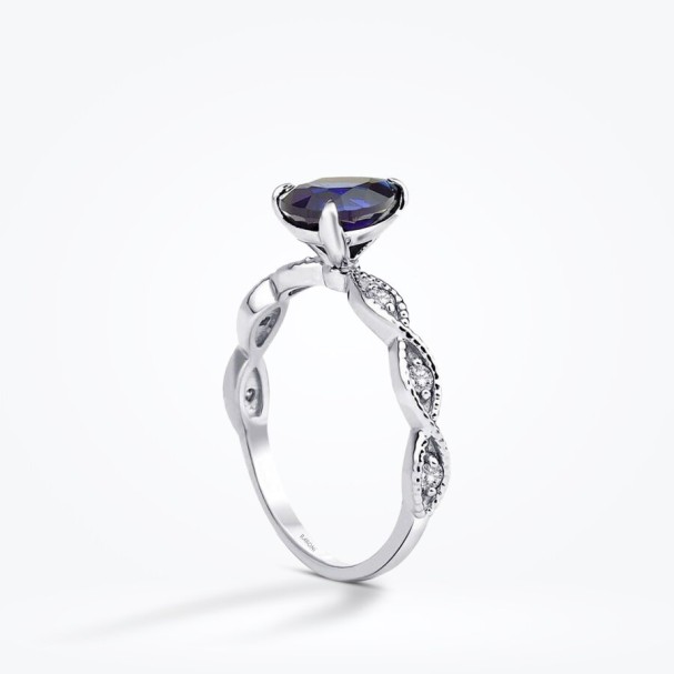 1.45 Karat Pırlanta Damla Safir Yüzük - Baroni Diamond (1)