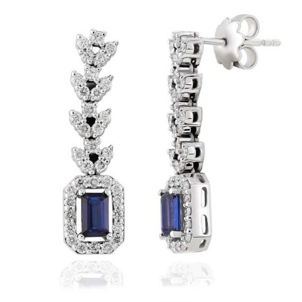 1.47 Karat Pırlanta Safir Küpe - Baroni Diamond