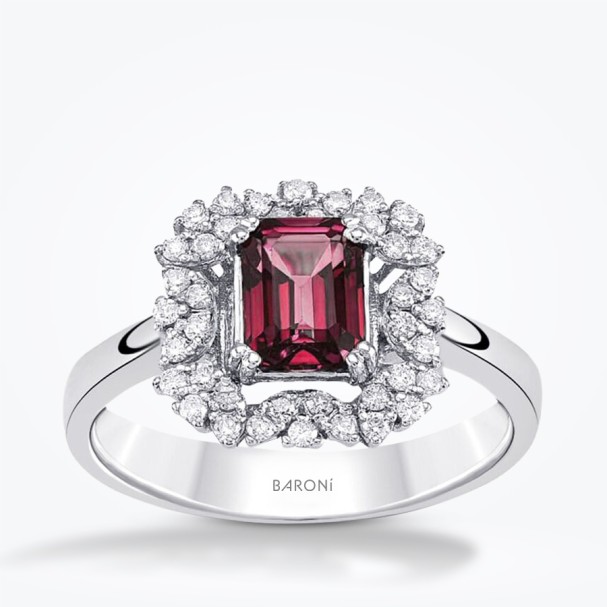 1.48 Karat Baget Pırlanta Yakut Yüzük - Baroni Diamond