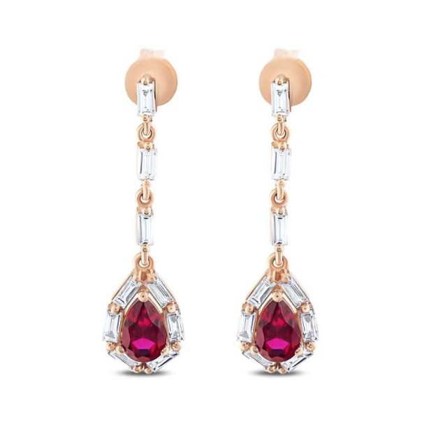 1.48 Karat Pırlanta Baget Yakut Küpe - Baroni Diamond (1)