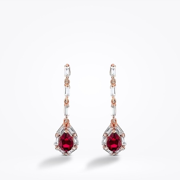 1.48 Karat Pırlanta Baget Yakut Küpe - Baroni Diamond (1)