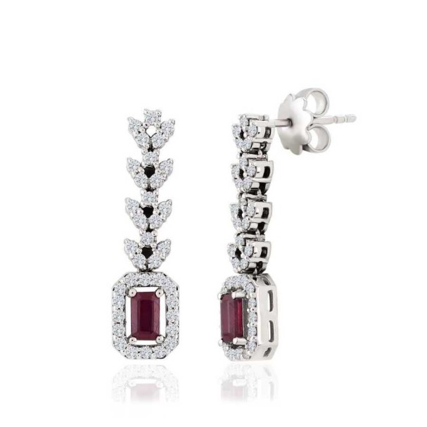 1.63 Karat Pırlanta Yakut Küpe - Baroni Diamond