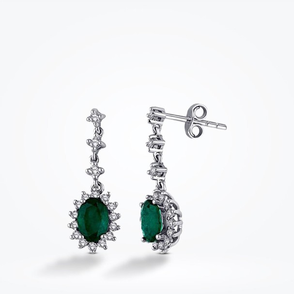 1.66 Karat Pırlanta Zümrüt Küpe - Baroni Diamond