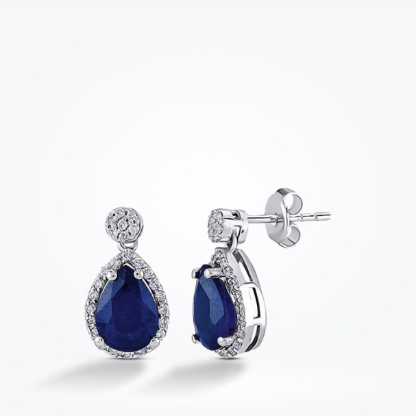 1.71 Karat Pırlanta Safir Küpe - Baroni Diamond