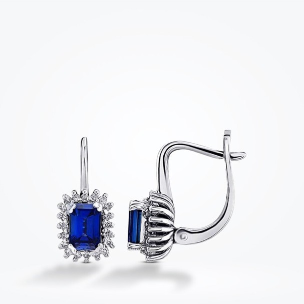 1.72 Karat Pırlanta Safir Küpe - Baroni Diamond