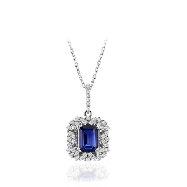 1.76 Karat Pırlanta Safir Kolye - Baroni Diamond