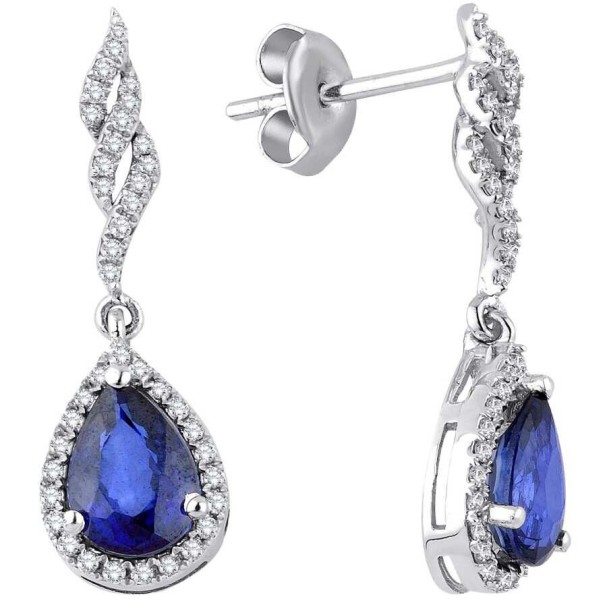 1.76 Karat Pırlanta Safir Küpe - Baroni Diamond (1)