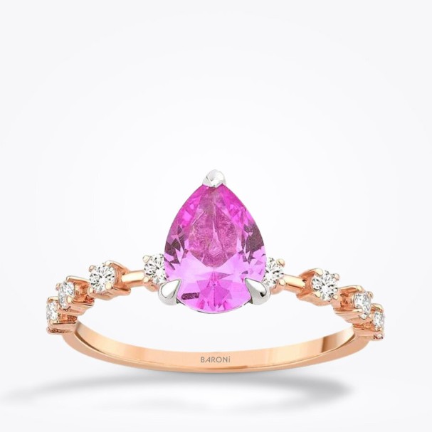 1.78 Karat Pırlanta Pembe Safir Yüzük - Baroni Diamond