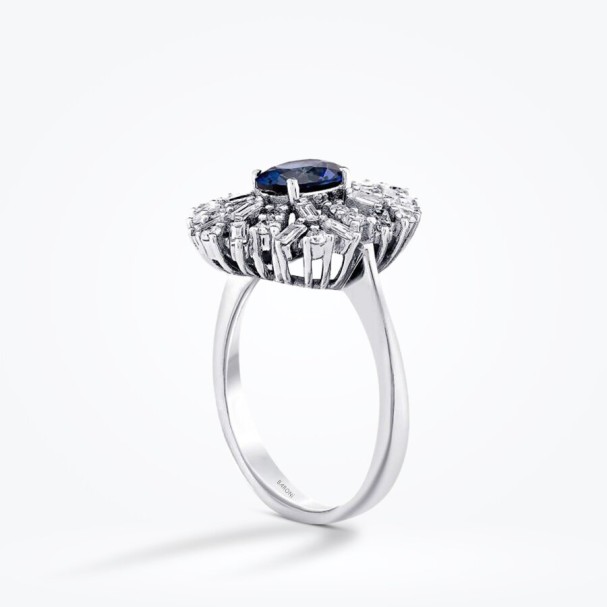 1.80 Karat Pırlanta Baget Safir Yüzük - Baroni Diamond (1)