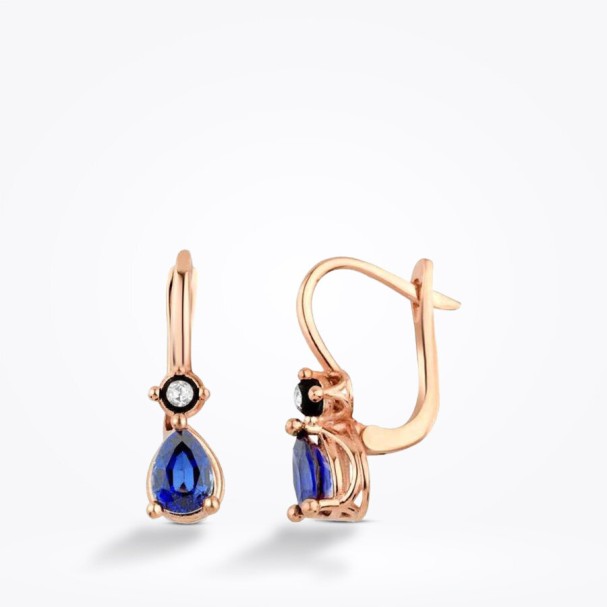 1.90 Karat Elmas Pırlanta Safir Küpe - Baroni Diamond