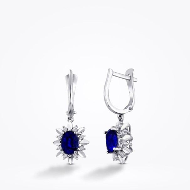 2.20 Karat Pırlanta Safir Küpe - Baroni Diamond