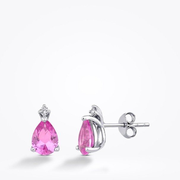 2.66 Karat Pırlanta Pink Safir Küpe - Baroni Diamond
