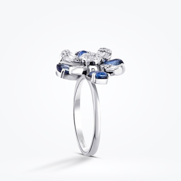 2.73 Karat Pırlanta Baget Safir Yüzük - Baroni Diamond (1)
