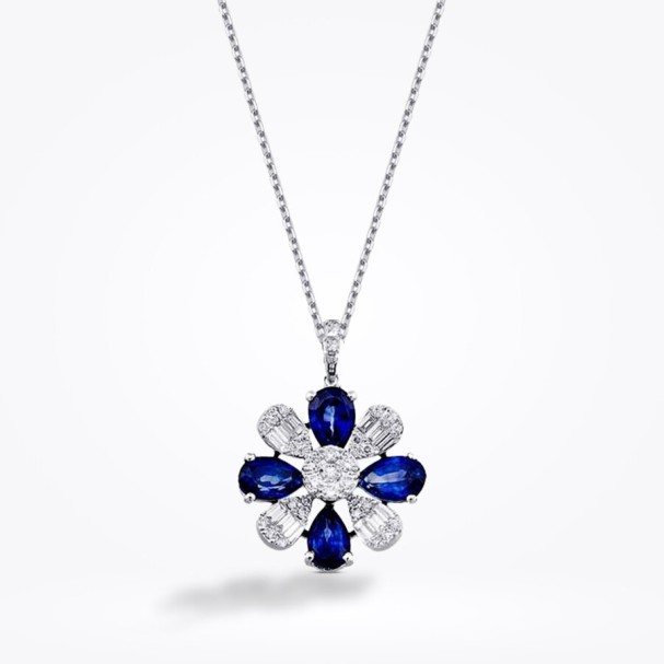 2.92 Karat Pırlanta Baget Safir Kolye - Baroni Diamond (1)