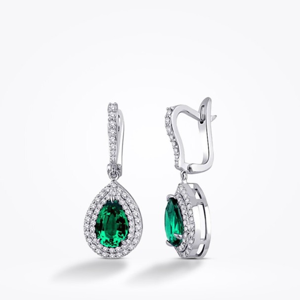 2.99 Karat Pırlanta Renkli Taşlı Küpe - Baroni Diamond