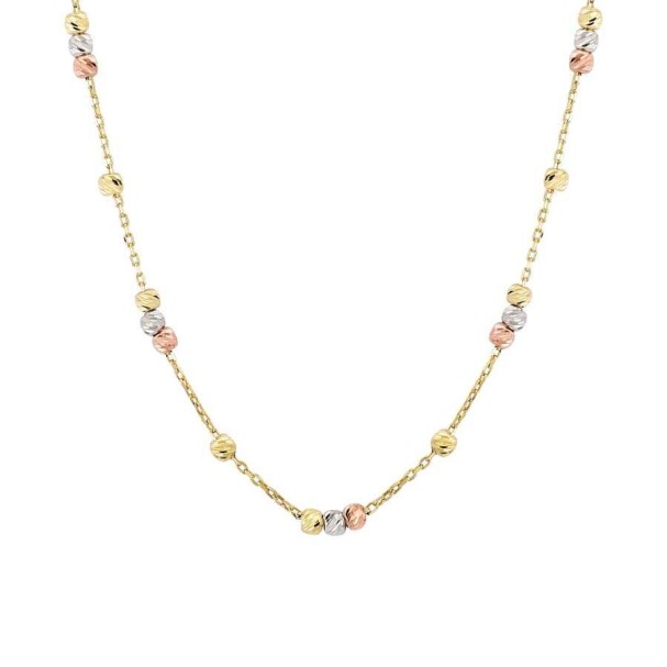 Altın 3 Renk Toptop Zincir Kolye - Baroni Diamond
