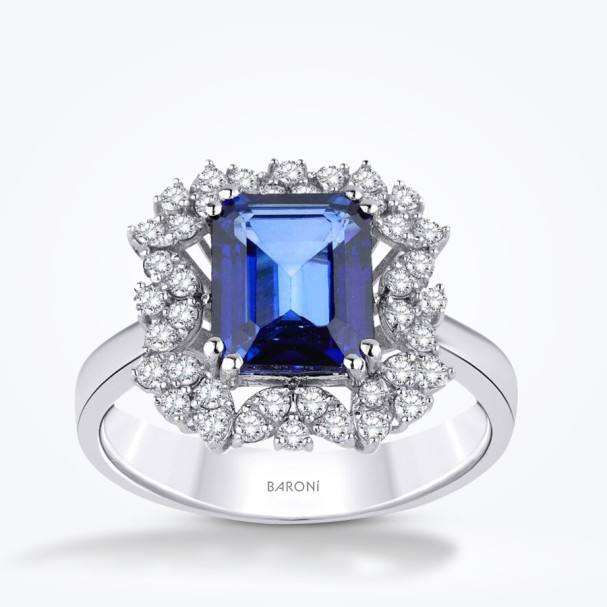 3.28 Karat Pırlanta Safir Yüzük - Baroni Diamond