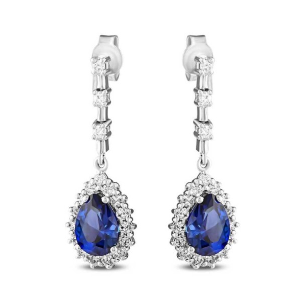 3.44 Karat Pırlanta Damla Safir Küpe - Baroni Diamond (1)