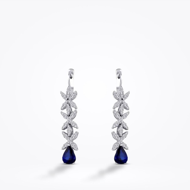 3.51 Karat Pırlanta Safir Küpe - Baroni Diamond (1)