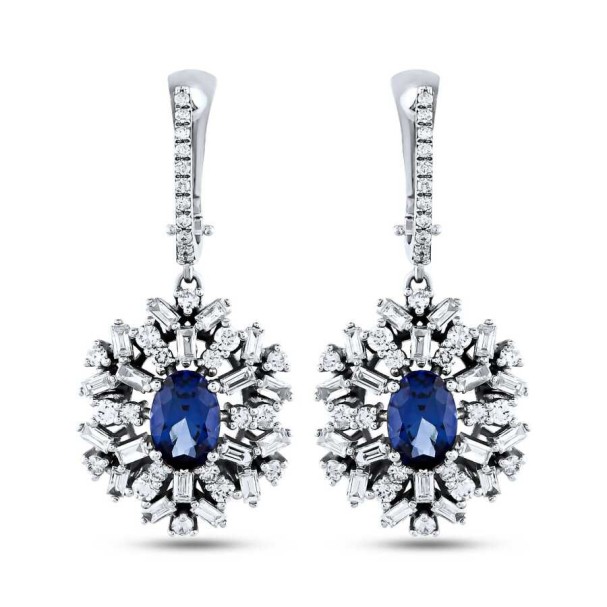 3.66 Karat Pırlanta Safir Küpe - Baroni Diamond