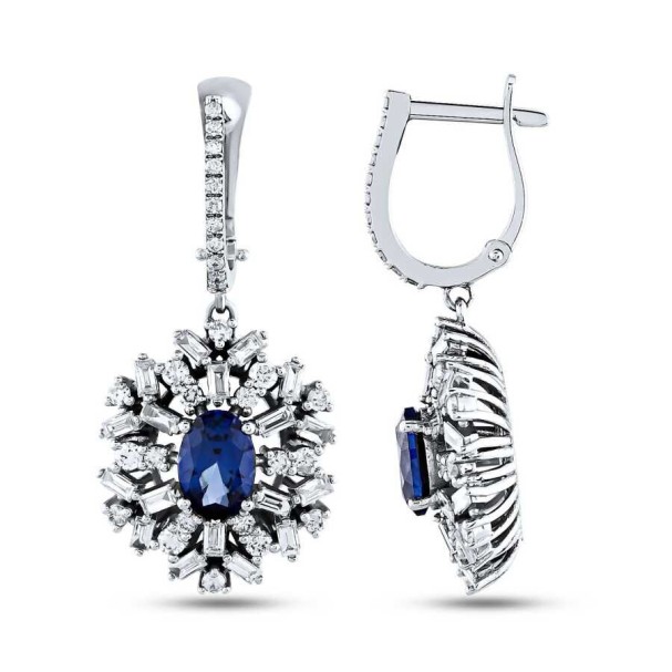 3.66 Karat Pırlanta Safir Küpe - Baroni Diamond (1)