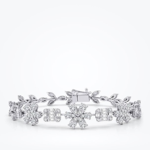 3.89 Karat Pırlanta Baget Çiçek Bileklik - Baroni Diamond