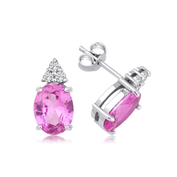 4.10 Karat Pırlanta Pink Safir Küpe - Baroni Diamond