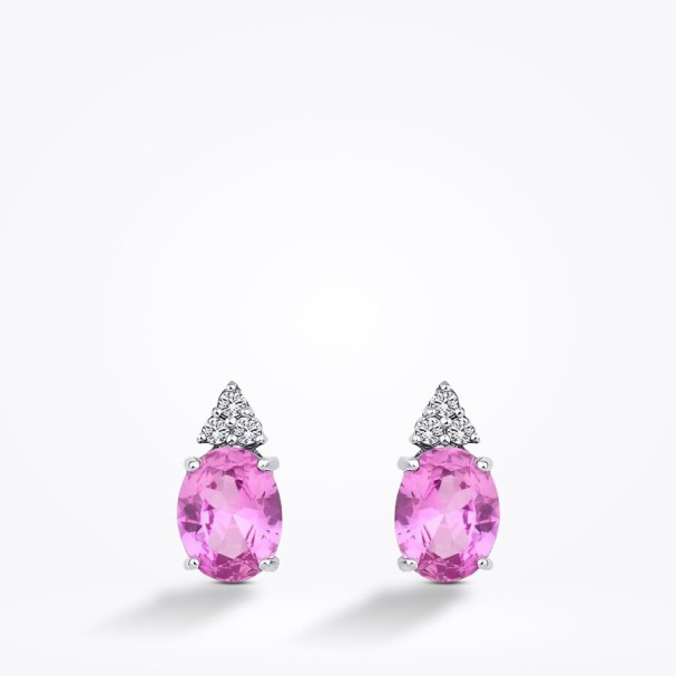 4.10 Karat Pırlanta Pink Safir Küpe - Baroni Diamond (1)