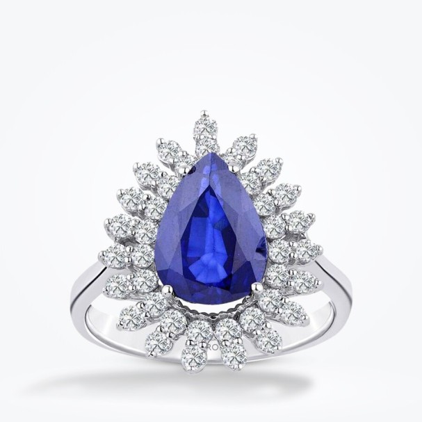 4.41 Karat Pırlanta Damla Safir Yüzük - Baroni Diamond