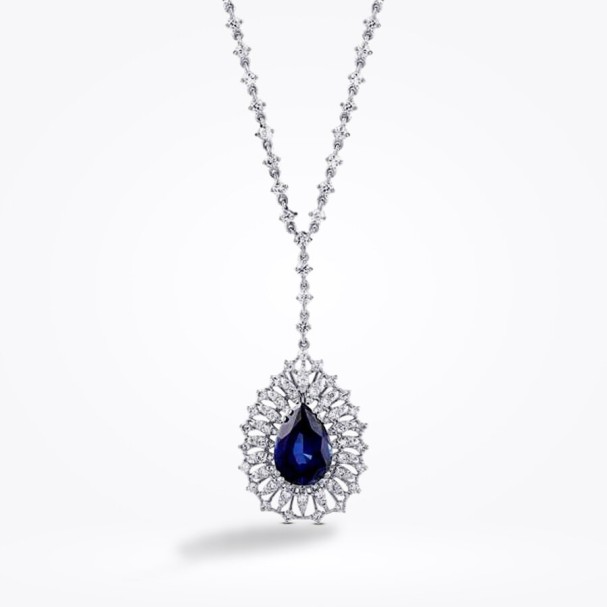 5.24 Karat Pırlanta Damla Safir Kolye - Baroni Diamond
