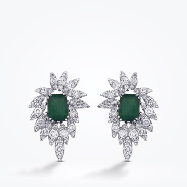 5.42 Karat Pırlanta Zümrüt Küpe - Baroni Diamond (1)
