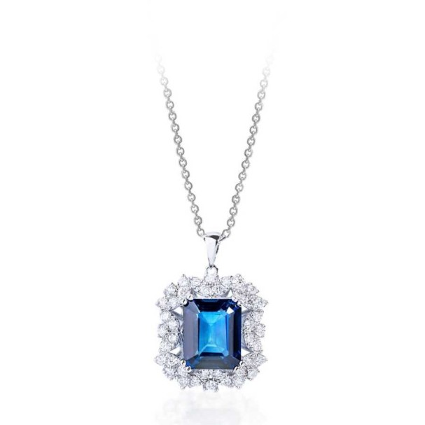 6.04 Karat Pırlanta Safir Kolye - Baroni Diamond