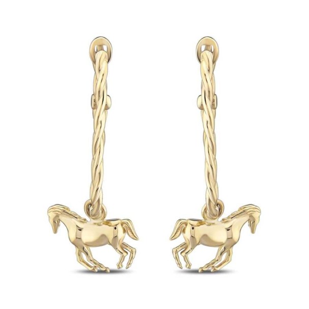 Altın Halka At Küpe - Baroni Diamond