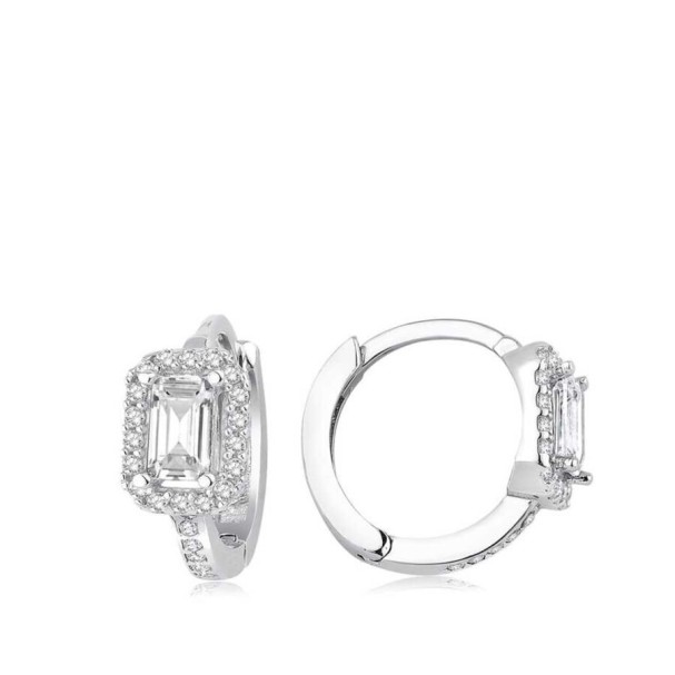 Altın Baget Halka Küpe - Baroni Diamond