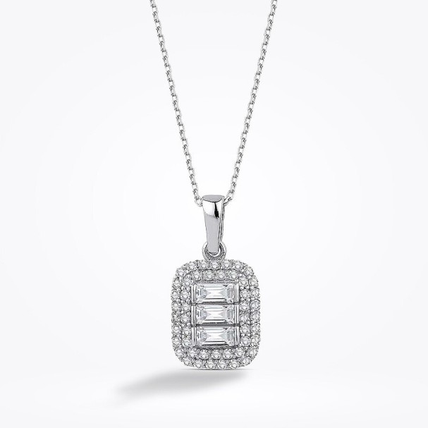 Altın Baget Kolye - Baroni Diamond