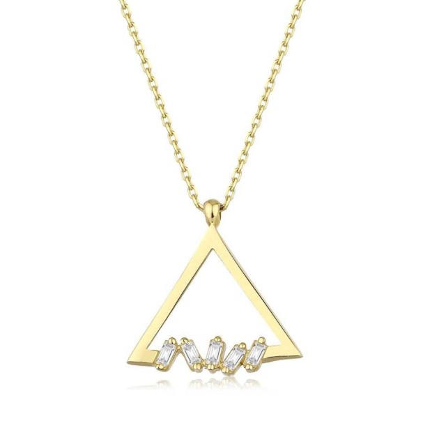 Altın Baget Kolye - Baroni Diamond