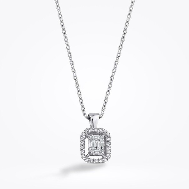 Altın Baget Kolye - Baroni Diamond