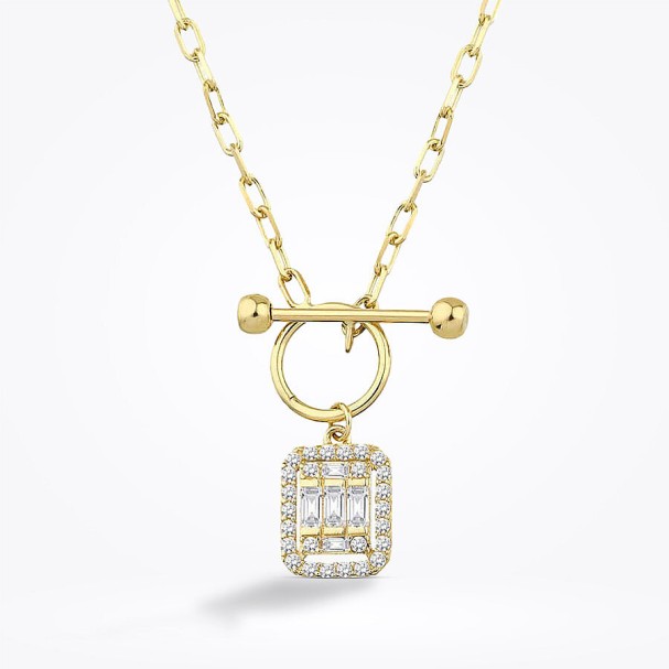 Altın Baget Kolye - Baroni Diamond