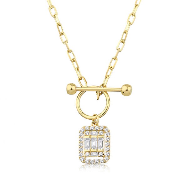 Altın Baget Kolye - Baroni Diamond