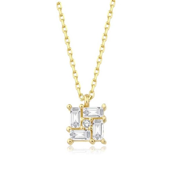 Altın Baget Kolye - Baroni Diamond